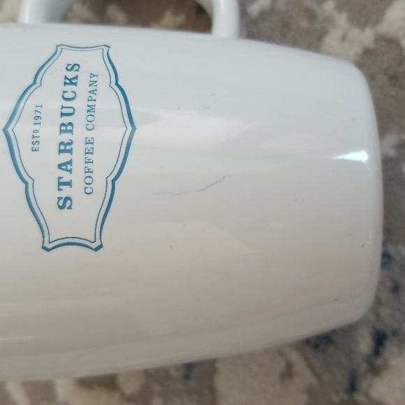 Starbucks mug for coffee or tea. White with teal blue accents and inside - Picture 6 of 7